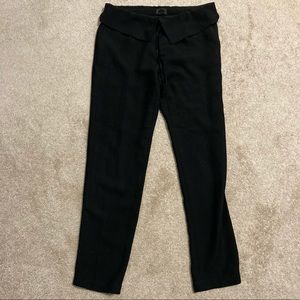 Black dress pants with foldover top and drawstring